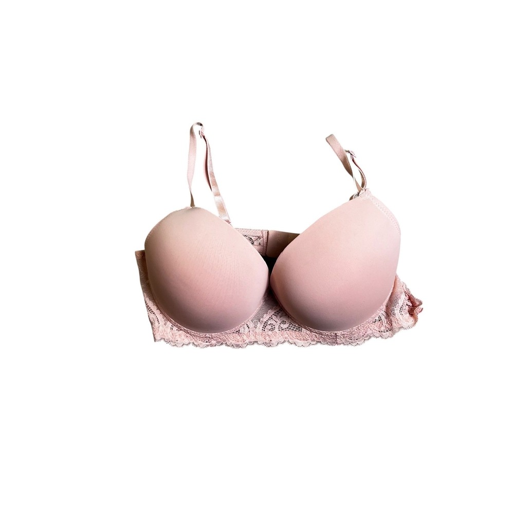 Jessica Simpson NWOT Womens Pink Lace‎ Push Up Bra Heart Hardware 36C Underwire